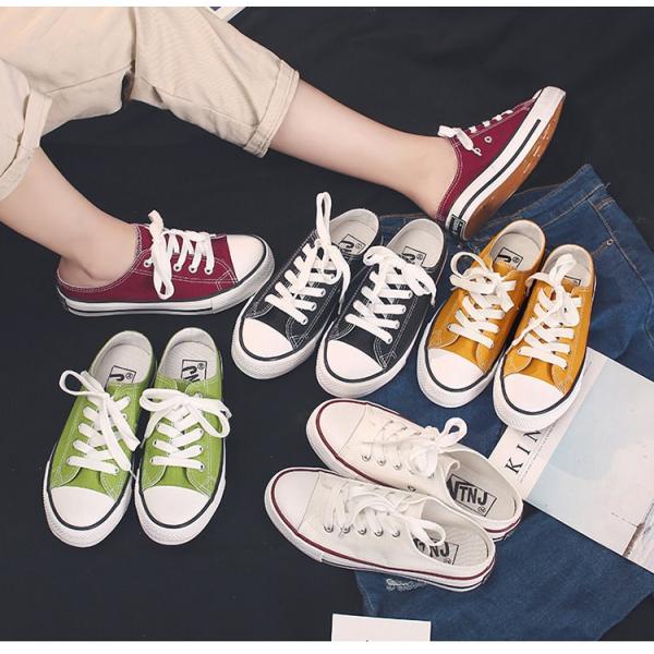 送料無料 かかとなし スニーカー レディースシューズ 靴 キャンバス サンダル 軽量 軽い 歩きやす...