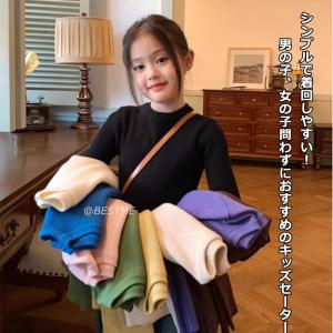 送料無料 セーター キッズ ジュニア ベビー 男の子 女の子 子供服 トップス プルオーバー ハイネック 長袖 無地 単色 防寒 暖かい かわいい ニット 着まわし｜puchi-syaretto