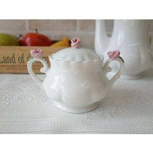 ロココ調 バラ インテリア 白磁 食器 シュガーポット