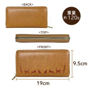 猫柄 財布 長財布 ラウンドファスナー フェイ...の詳細画像1