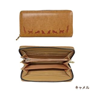 猫柄 財布 長財布 ラウンドファスナー フェイ...の詳細画像4