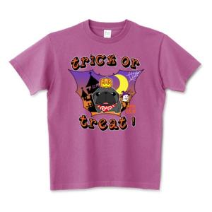 色・サイズ豊富　ハロウィンパグ1（黒パグ）5.6オンスTシャツ｜pugbiiki