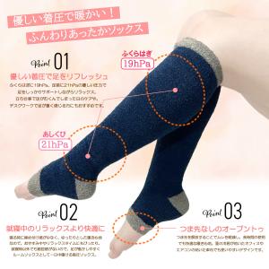 着圧ソックス 夜用 ふわもこ つま先なし オー...の詳細画像1