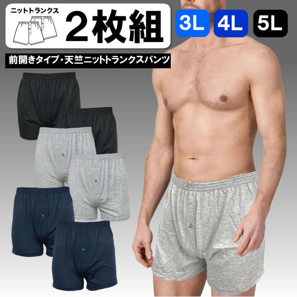 送料無料 トランクス 2枚組 無地 3L 4L 5L 前開き メンズ下着 紳士下着 ROYAL PO...