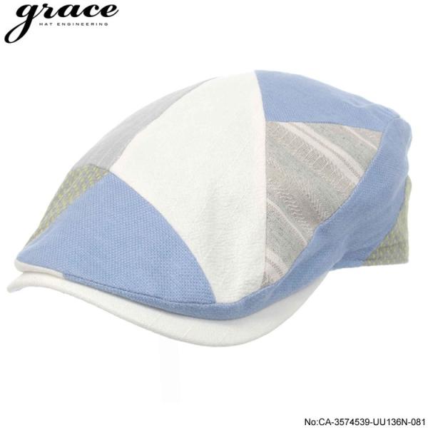 男女兼用 ハンチング・アイボリー（約57cm〜59cm）サイズ調節可能・ボーダーや配色をパッチワーク...