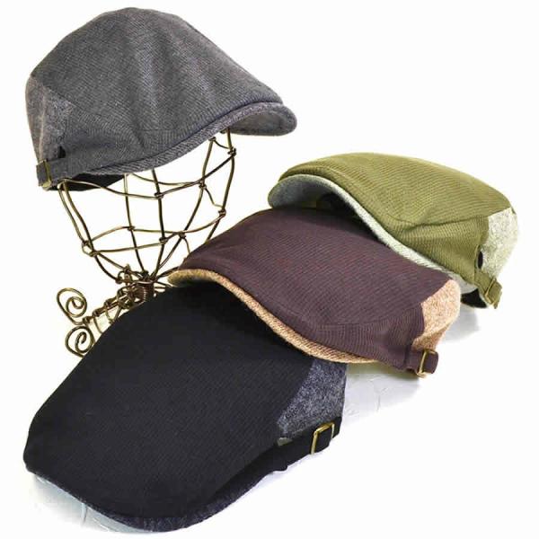 秋冬新作・ワッフル切替ハンチング/秋冬に合う生地感で暖かみのあるハンチングです/メンズハンチング・帽...