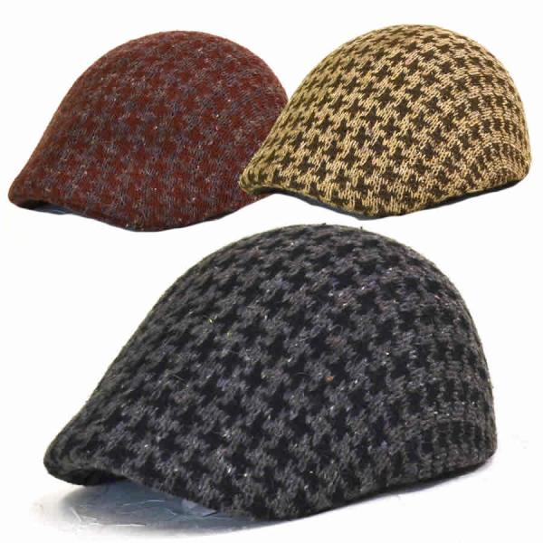 秋冬新作・千鳥柄サーモハンチング/かっちりと形がきれいなハンチングで人気の千鳥柄メンズハンチング・帽...