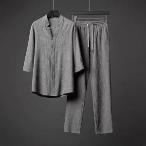 セットアップ メンズ 涼しい ロングパンツ チ...の詳細画像3