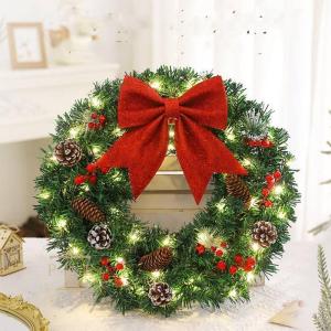 クリスマスリース LED付き 花輪 ドライ リ...の詳細画像2