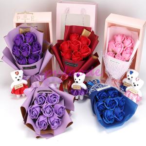 母の日 ソープフラワー 花束 LED 薔薇 バラ パステルカラー ブーケ 造花 花 ボックス ギフト プレゼント 誕生日 バレンタイン 卒業｜pulaode