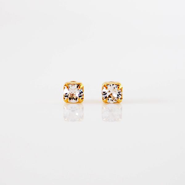 貼るピアス スワロフスキー 3mm イヤリング 痛くない 40代 カジュアル 50代 クリスタル