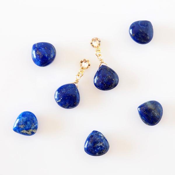 貼るピアス イヤリング 天然石 痛くない ラピスラズリ 40代 カジュアル