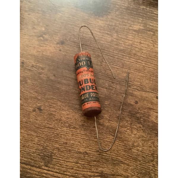 ビンテージ Sprague 600 Line Wax .005 1600v コンデンサ 新品 (ハイ...