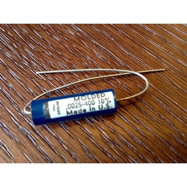 ビンテージ Ajax Blue Molded .0025 400v コンデンサ 新品 (ハイパス)(...