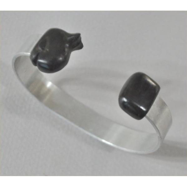 アルミバングルの青黒檀のミニクジラキャップ１０ｍｍ幅