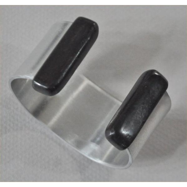 ナンタケットバスケット用のアルミバングルの黒檀キャップセット３１ｍｍ幅