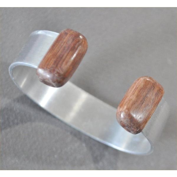 ナンタケットバスケット用の本紫檀（ローズウッド）キャップのアルミバングル１５ｍｍ幅