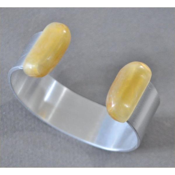 ナンタケットバスケット用のべっ甲風キャップのアルミバングル１９ｍｍ幅