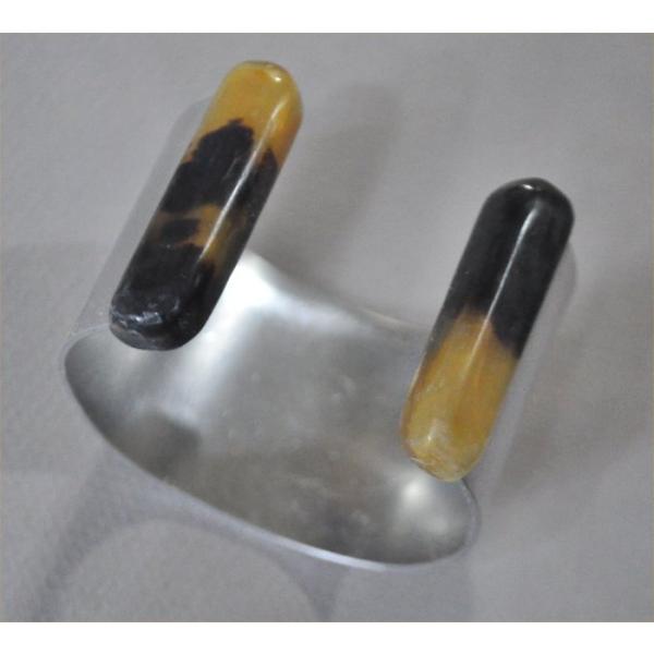 ナンタケットバスケット用の本べっ甲キャップのアルミバングル４０ｍｍ幅