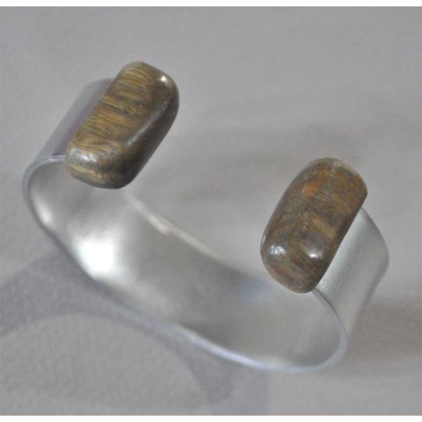 ナンタケットバスケット用のパロサント（香木）キャップのアルミバングル１８ｍｍ幅