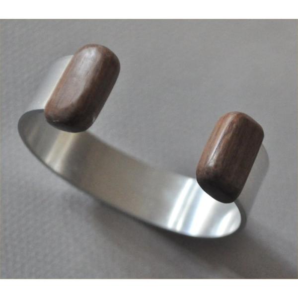 ナンタケットバスケット用の本紫檀（ローズウッド）キャップのアルミバングル