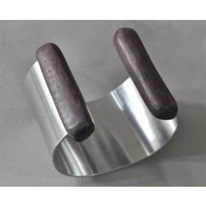 パープルハート木材キャップのアルミバングル４３ｍｍ幅