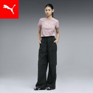 ２日間だけ千円引き！PUMA 美品ブラック ストレートパンツ サイドポケット付き PUMA（プーマ） （レディース）CORE HERITAGE ラインド ウーブンパンツ