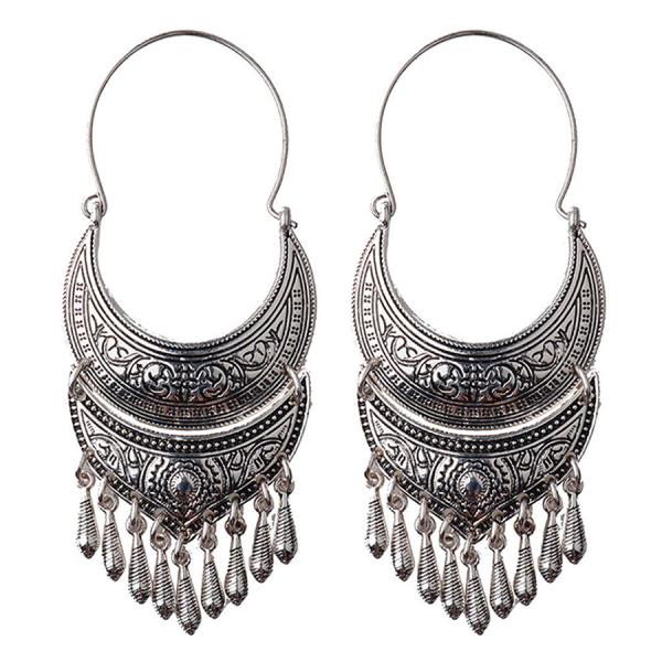 [80mm〜] 思い切りエスニックな Decorative Hoop ピアス（シルバー）アラビアン ...