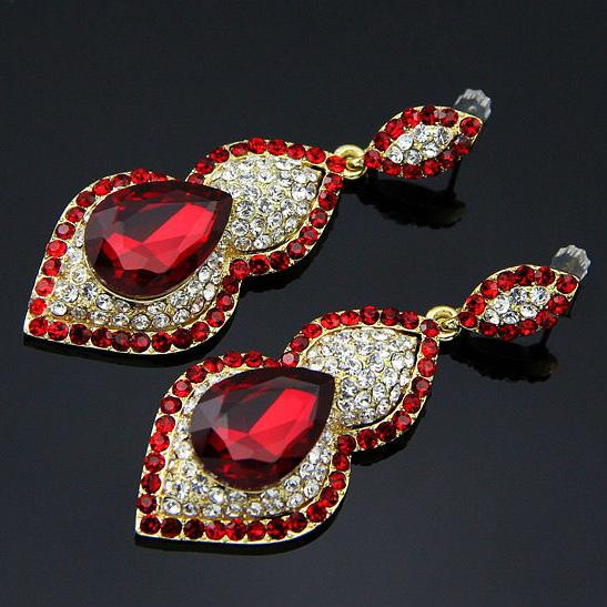 [60mm〜] Arabian Drop アラビアンドロップ ピアス（ゴールド×ルビーレッド）ゴージ...