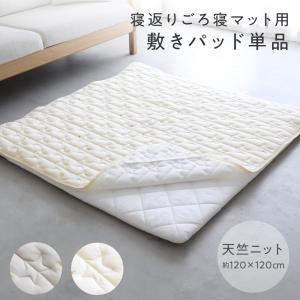 PUPPAPUPO 寝返り ごろ寝マット用敷きパッド 120×120cm 天竺ニット 敷きパッド 単品 パイル キルトパッド 四隅ゴム プレイマット ベビー マット プッパプーポ