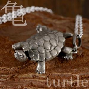 ピンブローチ 亀 カメ 小さな陸ガメ 爬虫類 シルバー925 メンズ
