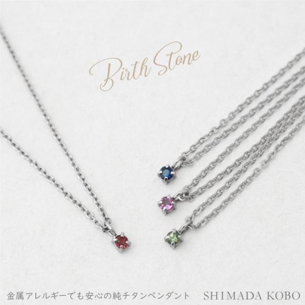 誕生石 カラーストーン 一粒石 チタンネックレス 1月 2月 3月 5月 6月 7月 8月 9月 1...