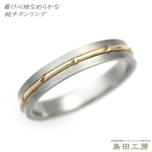 純チタン 指輪 リング チタンリング 単品 金属アレルギー対応 ノンメッキ ノンコーティング 日本製 刻印無料 ゴールド K18G ラインデザイン r-093｜pure-titan