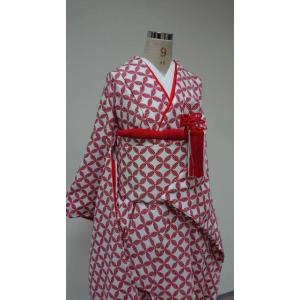 色打掛 リサイクル着物 花嫁衣装 正絹 裄67 身丈194 L 赤色系 鶴文様