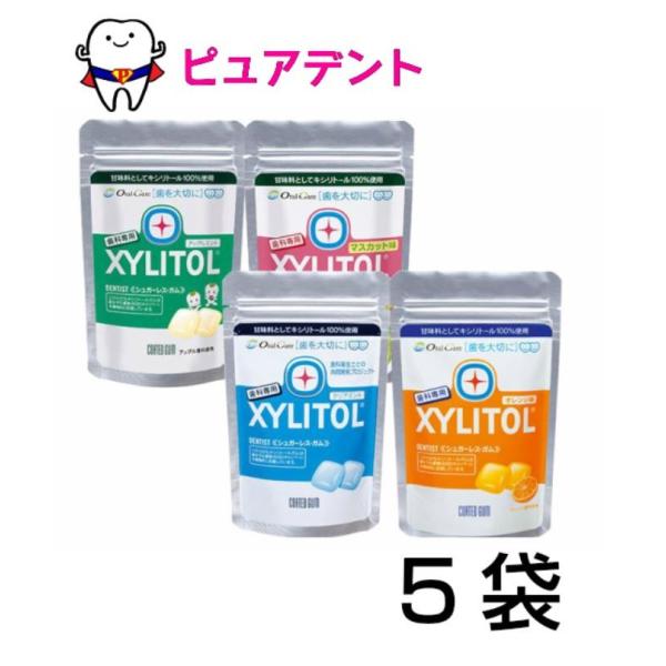 ロッテ キシリトールガム ラミチャック 21粒×5袋 アップルミント マスカット クリアミント オレ...