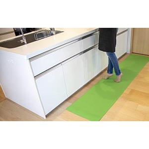 120 cm x 50 cm 洗濯いらず ずれない 抗菌 ふく楽 キッチン マット ライトグリーン