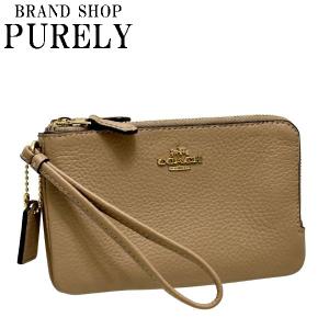国内発送 コーチ ポーチ レディース COACH 小物入れ ペブルド レザー ダブル コーナー ジップ リストレット 6649 IMTAU トープ 送料無料 爆買