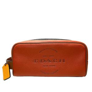 コーチ ポーチ メンズ COACH セカンドバッグ レザー ラージ トラベルキット C5589 QBLJW テラコッタ 送料無料｜purely