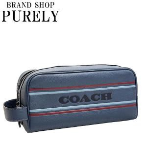 コーチ ポーチ メンズ COACH セカンドバッグ コーチ ストライプ ラージ トラベルキット CH077 QBDEI デニムマルチ｜purely