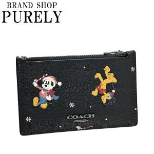 コーチ カードケース メンズ COACH パスケース DISNEY×COACH ホリデー プリント ジップ カードケース CM725 QB/M2 ブラックマルチ｜purely