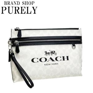 コーチ ポーチ メンズ COACH セカンドバッグ シグネチャー キャリーオール ポーチ CP198 SVWGZ チョーク×ブラックマルチ｜purely