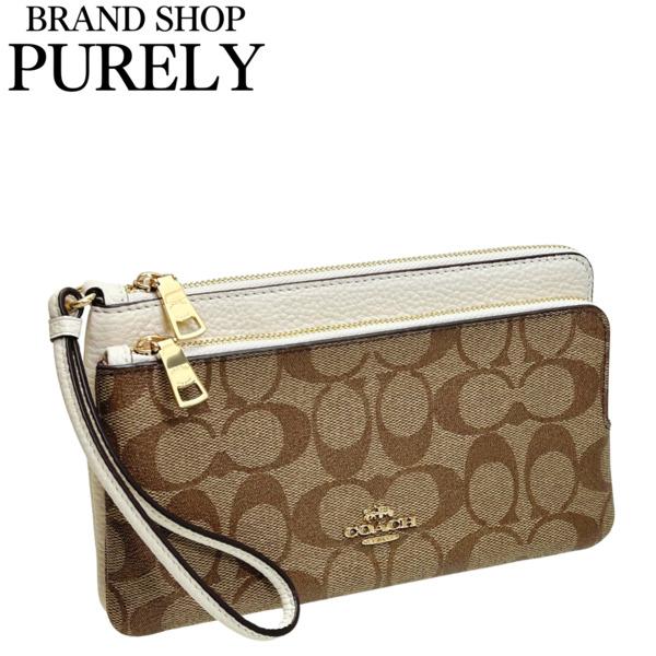 国内発送 コーチ 財布 レディース COACH ポーチ シグネチャー ダブル ジップ リストレット ...