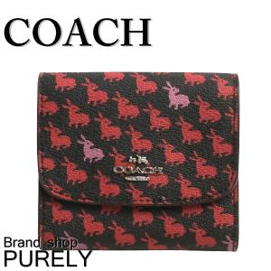 コーチ COACH 財布 折りたたみ財布 レディース バニー 三つ折り コーテッド F15621 SVM2 ブラックマルチ 送料無料