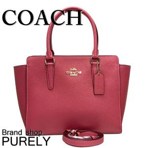 コーチ バッグ レディース COACH ハンドバッグ クロスグレイン レザー リア サッチェル F30555 IMLJV ストロベリー 送料無料｜purely