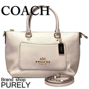 コーチ バッグ レディース COACH ハンドバッグ ペブルド レザー ミニ エマ サッチェル F31466 IMCHK チョーク 送料無料｜purely