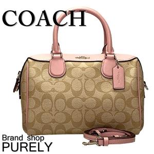 コーチ バッグ レディース COACH ハンドバッグ シグネチャー ベネット ミニ サッチェル F32203 SVOSA ライトカーキ×カーネーション 送料無料｜purely