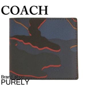 コーチ 財布 メンズ COACH 折り財布 カモフラージュ ダブルビルフォールド ウォレット 折り財布 F32614 QBBLM ブルーマルチ 送料無料｜purely