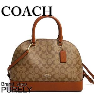 国内発送 コーチ COACH バッグ レディース 2WAY ハンドバッグ シグネチャー シエラ サッチェル F37233 IMBDX カーキ×サドル 送料無料