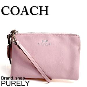 コーチ COACH ポーチ レディース 小物入れ クロスグレイン レザー コーナー ジップ リストレット F53429 SV/ET ペタル ピンク 送料無料