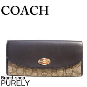 コーチ 財布 レディース COACH アウトライン シグネチャー スリム エンベロープ 長財布 F53538 IMC7C カーキ×ブラウン 送料無料｜purely